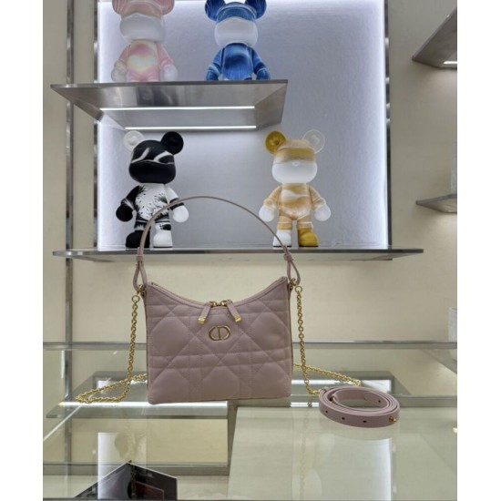Replica Mini borsa Christian Dior Miss Caro Diorling con catena, rosa