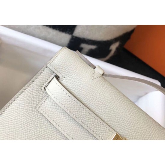 Replica Borsa Hermès Kelly Pochette in pelle Epsom bianca Replica Borsa Hermès Kelly Pochette in pelle Epsom bianca