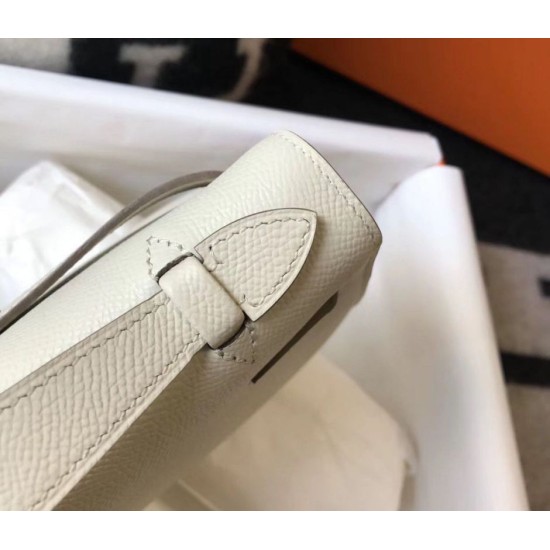 Replica Borsa Hermès Kelly Pochette in pelle Epsom bianca Replica Borsa Hermès Kelly Pochette in pelle Epsom bianca