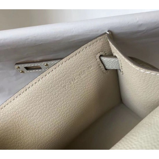 Replica Borsa Hermès Kelly Pochette in pelle Epsom bianca Replica Borsa Hermès Kelly Pochette in pelle Epsom bianca