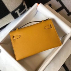 Borsa Hermès Kelly Pochette in pelle Epsom gialla Borsa Hermès Kelly Pochette in pelle Epsom gialla