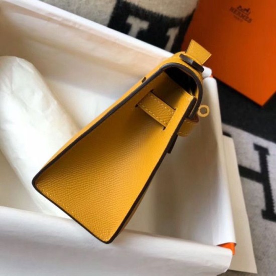 Replica Borsa Hermès Kelly Pochette in pelle Epsom gialla Replica Borsa Hermès Kelly Pochette in pelle Epsom gialla