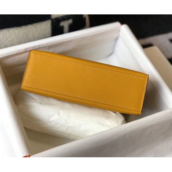 Replica Borsa Hermès Kelly Pochette in pelle Epsom gialla Replica Borsa Hermès Kelly Pochette in pelle Epsom gialla