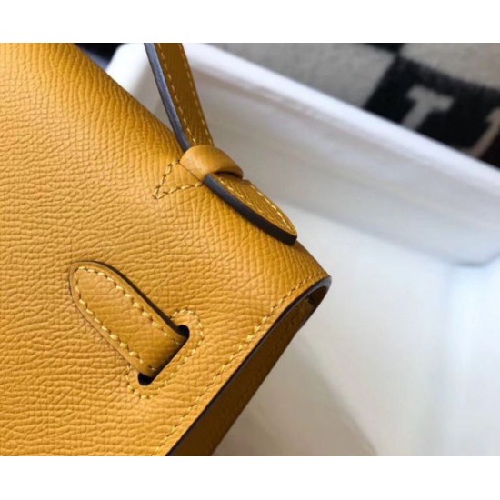 Replica Borsa Hermès Kelly Pochette in pelle Epsom gialla Replica Borsa Hermès Kelly Pochette in pelle Epsom gialla