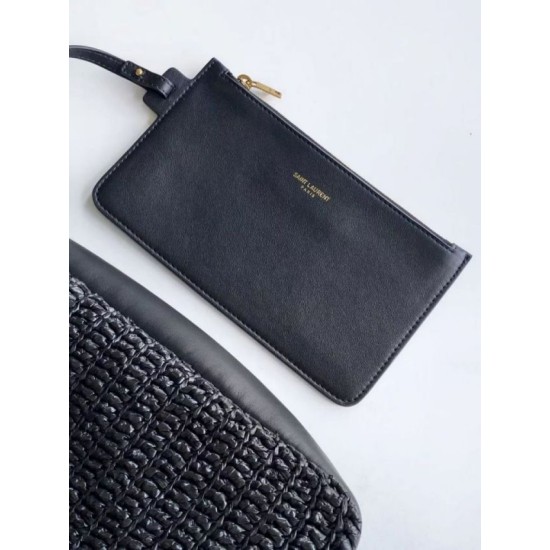 Replica Borsa a tracolla piccola Saint Laurent Le 5 À 7 morbida in rafia nera Replica Borsa a tracolla piccola Saint Laurent Le 5 À 7 morbida in rafia nera