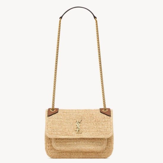 Replica Mini borsa Saint Laurent Niki in rafia naturale Replica Mini borsa Saint Laurent Niki in rafia naturale