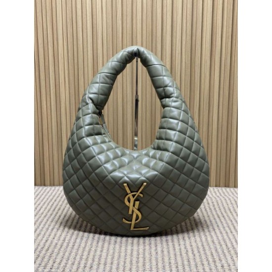 Replica Borsa hobo Icare YSL Saint Laurent in nappa grigio/verde Imitazioni Falso