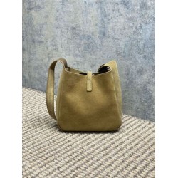Borsa hobo mini morbida YSL Saint Laurent Le 5 À 7 in pelle scamosciata gialla