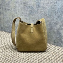 Borsa hobo mini morbida YSL Saint Laurent Le 5 À 7 in pelle scamosciata gialla