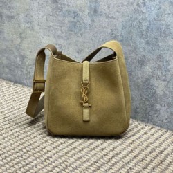 Borsa hobo mini morbida YSL Saint Laurent Le 5 À 7 in pelle scamosciata gialla