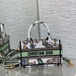 Borsa Dior Mini Book Tote con tracolla Ricamo Toile de Jouy Messico bianco