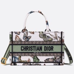 Borsa Dior Mini Book Tote con tracolla Ricamo Toile de Jouy Messico bianco