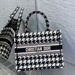 Borsa tote Dior piccola per libri Micro ricamo pied de poule