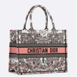 Borsa tote Dior media con libro Farfalla intorno al mondo ricamato