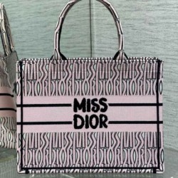 Dior Medium Book Tote Bag Pink Miss Dior Allover Embroidery Dior Medium Book Tote Bag Pink Miss Dior Allover Embroidery