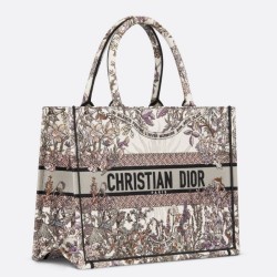 Borsa tote media Dior Book Ricamo Dior 4 Saisons Hiver Soleil