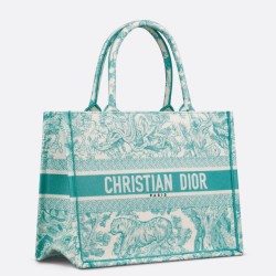 Borsa Dior media Dioriviera Book Tote Aquamarina Ricamo Toile de Jouy
