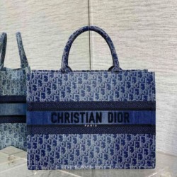 Borsa Dior grande Book Tote Blue Denim Oblique Jacquard