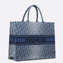 Borsa Dior grande Book Tote Blue Denim Oblique Jacquard
