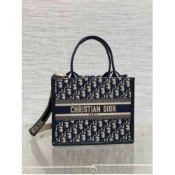 Borsa tote Dior piccola per libri con tracolla in tela blu Dior Oblique Borsa tote Dior piccola per libri con tracolla in tela blu Dior Oblique