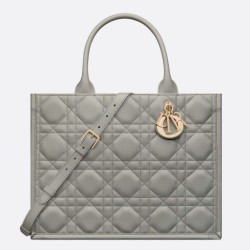 Dior Medium Book Tote Bag con tracolla Grigio Macrocannage