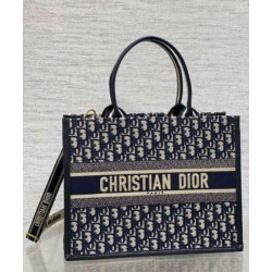 Borsa tote Dior media per libri con tracolla in tela blu Dior Oblique Borsa tote Dior media per libri con tracolla in tela blu Dior Oblique