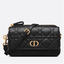 Pouch Dior Caro Pelle di vitello Cannage nera