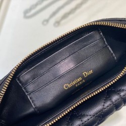 Pouch Dior Caro Pelle di vitello Cannage nera