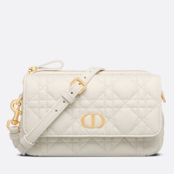 Pouch Dior Caro In pelle di vitello Cannage bianca