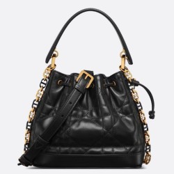 Borsa a Secchiello Dior Piccola Jolie Pelle di Agnello Macrocannage Nero