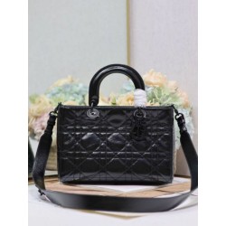 Dior Medium Lady D-Sire My ABCDior Bag Black Crinkled Calfskin