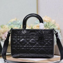 Dior Medium Lady D-Sire My ABCDior Bag Black Crinkled Calfskin