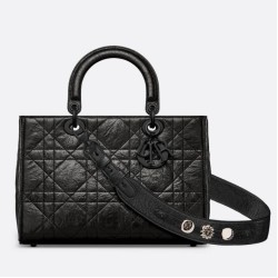 Dior Medium Lady D-Sire My ABCDior Bag Black Crinkled Calfskin