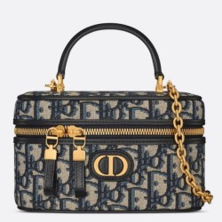 Dior 30 Montaigne Mini Vanity Case Blu Oblique Jacquard