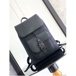 Dior Saddle Zaino con patta Nero Oblique Jacquard