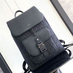 Dior Saddle Zaino con patta Nero Oblique Jacquard