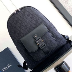 Dior Saddle Zaino con cerniera Nero Oblique Jacquard