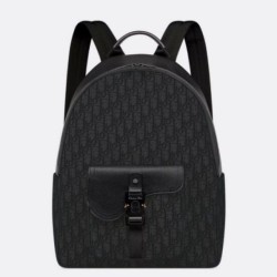 Dior Saddle Zaino con cerniera Nero Oblique Jacquard