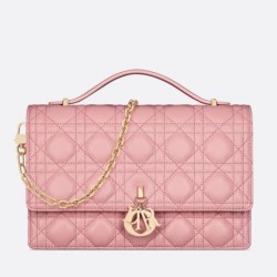 Borsa Dior Miss Dior con manico superiore Melocoton Rosa Cannage Agnello
