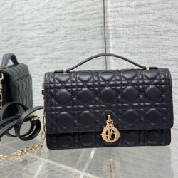 Borsa Dior Miss Dior con manico superiore Pelle di agnello Cannage nera