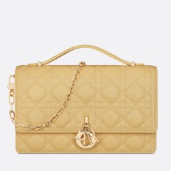 Borsa Dior Miss Dior con manico superiore Pelle di agnello Cannage giallo pastello