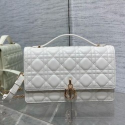 Borsa Dior Miss Dior con manico superiore Pelle di agnello Cannage bianca