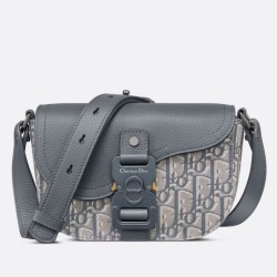 Borsa Dior Mini Saddle Messenger Grigio Obliquo Jacquard e pelle di vitello