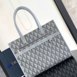 Borsa tote Dior Safari in tela grigia con diamanti CD