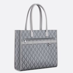 Borsa tote Dior Safari in tela grigia con diamanti CD