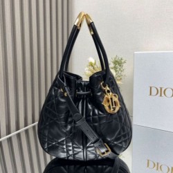 Dior Nolita Media Borsa Nera Macrocannage Pelle di Agnello