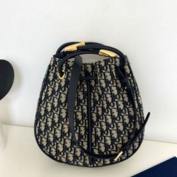 Borsa media Dior Nolita Jacquard blu Dior Oblique