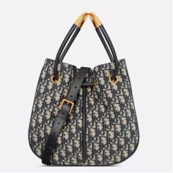 Borsa media Dior Nolita Jacquard blu Dior Oblique