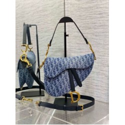 Borsa Dior Saddle con tracolla Blue Denim Oblique Jacquard Borsa Dior Saddle con tracolla Blue Denim Oblique Jacquard