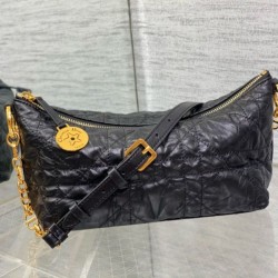 Borsa hobo Dior Diorstar con catena Pelle di vitello stropicciata nera